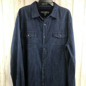 Pop Icon Denim Blue Jean Button Down Western Shirt